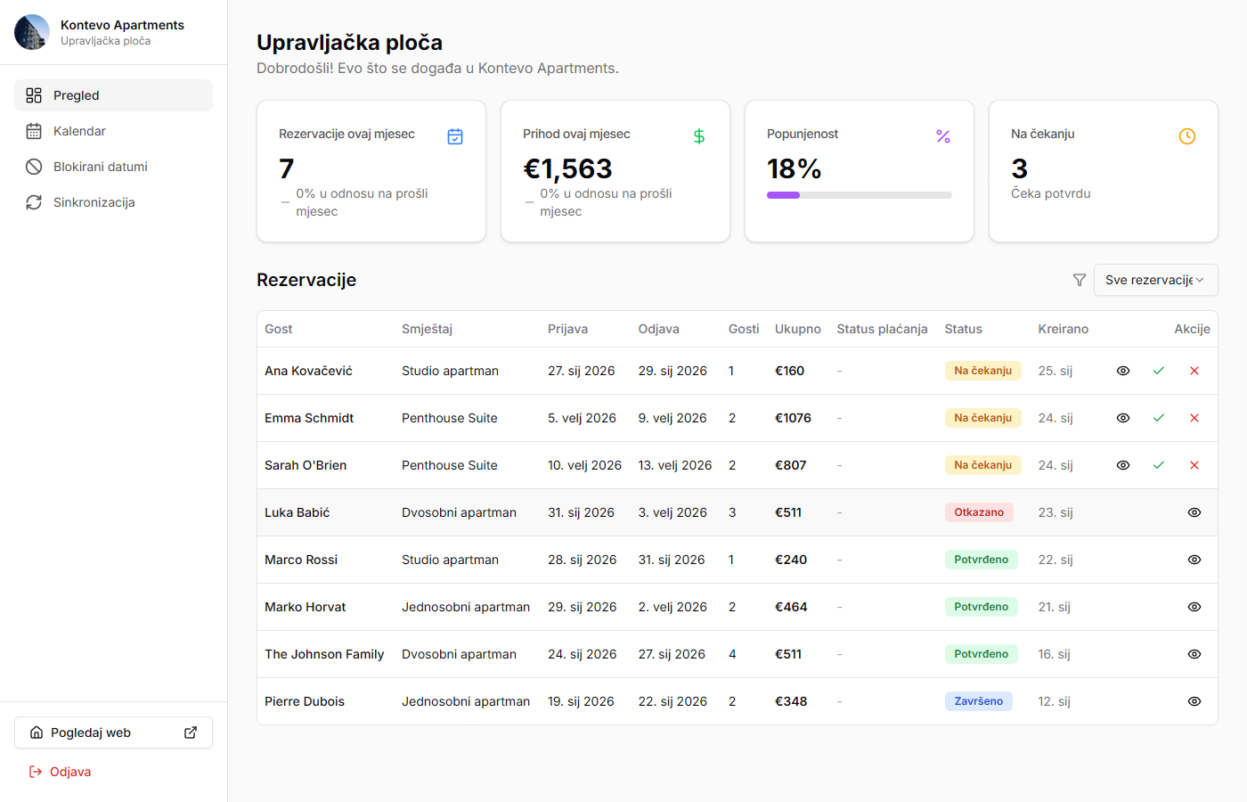 Kontevo Booking System Preview